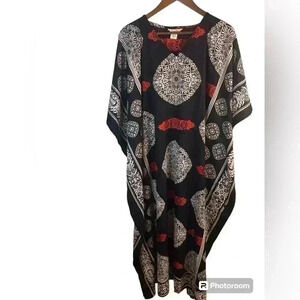 Gypsie Blue Live To Be Free Kimono Kaftan Whimsical Dress Coverup OS